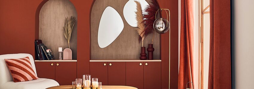 Salon peinture terracotta chic