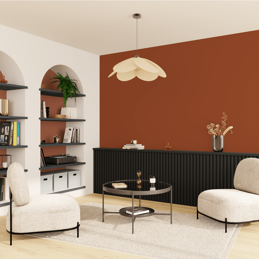 Salon chic peinture terracotta