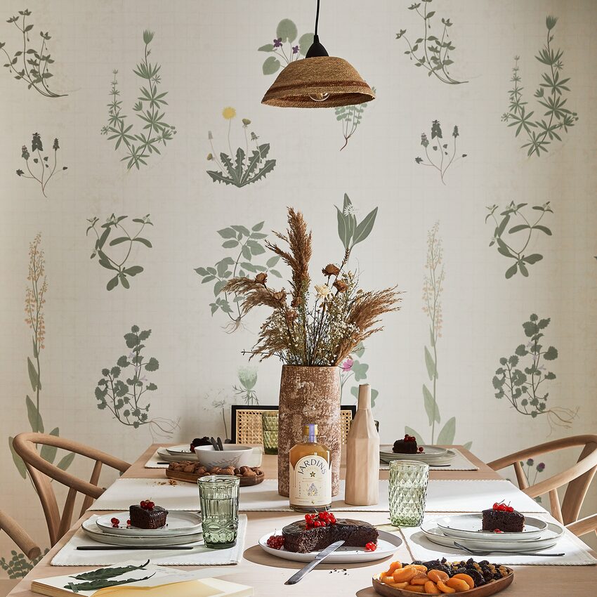 Table de fête nature décor herbier