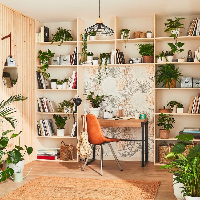 Bureau déco feuillage plantes nature