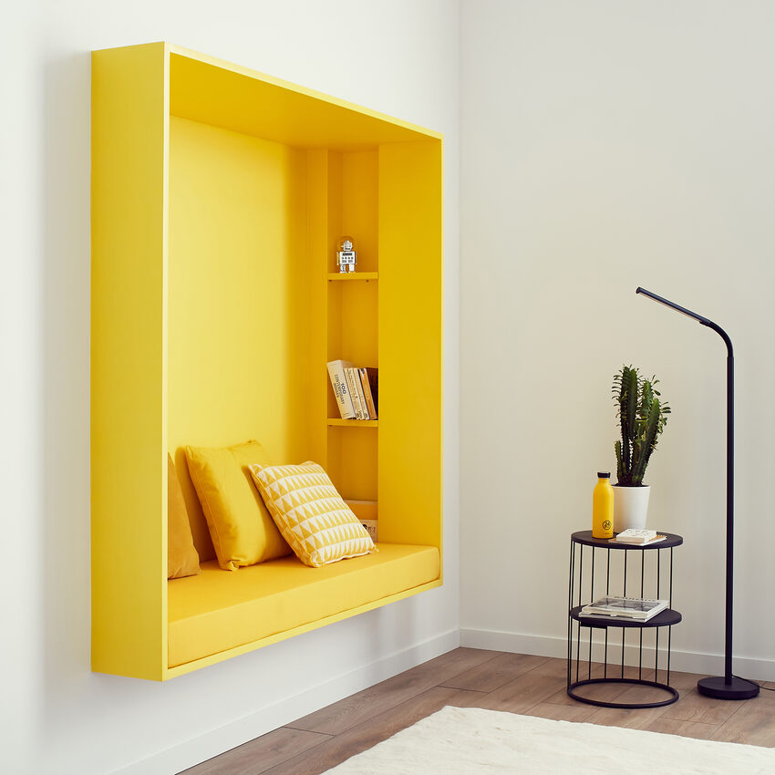 meuble d'entrée peint en jaune citron