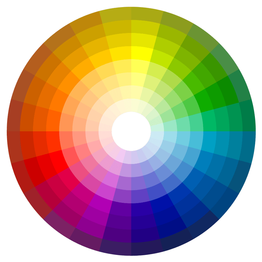 Disque chromatique des couleurs, désaturées