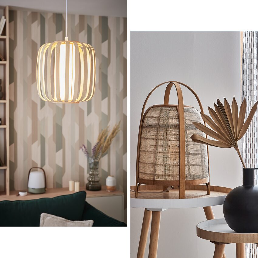 Luminaires style scandinave bois beige