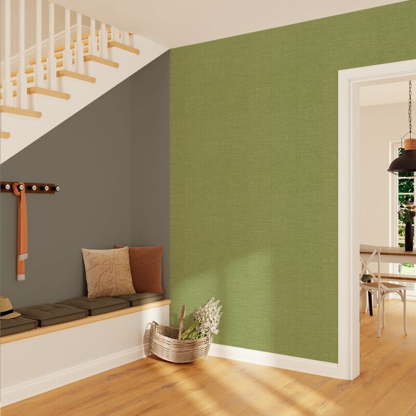 déco entrée taupe et vert bambou