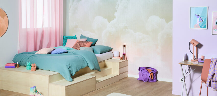 Déco chambre bureau ado colorée