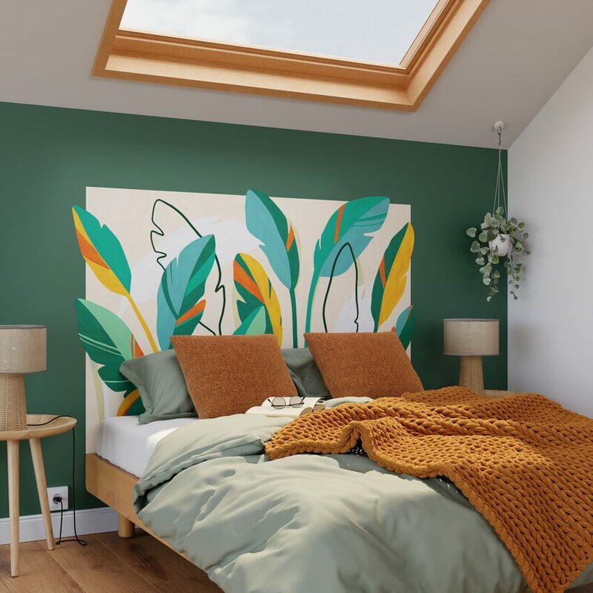 4murs papier peint tête de lit motif jungle