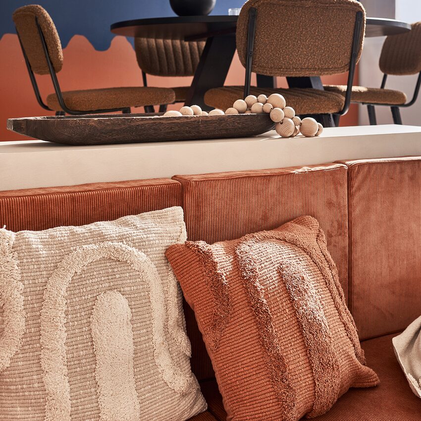 4murs Déco terre de Sienne coussins tuftés