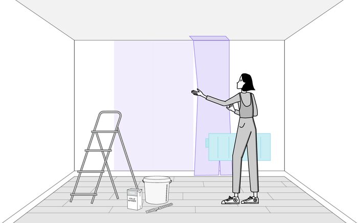 glisser le lé derrière le radiateur