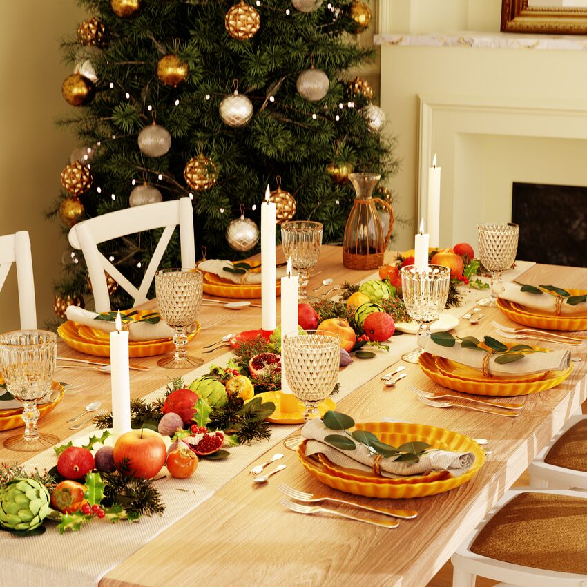 Déco table de fête style nature campagne