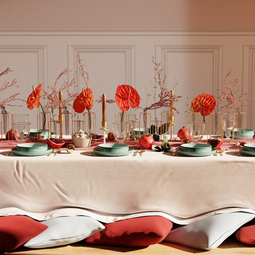 Déco table de Noël épurée romantique