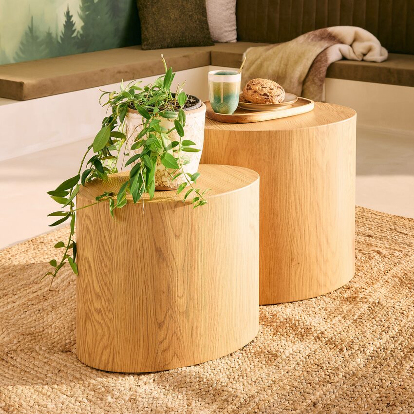 tables basses en bois chêne clair