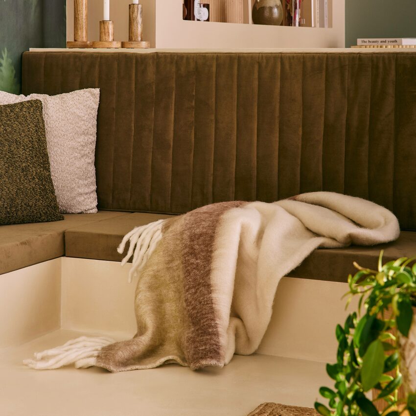 plaid tout doux vert et blanc