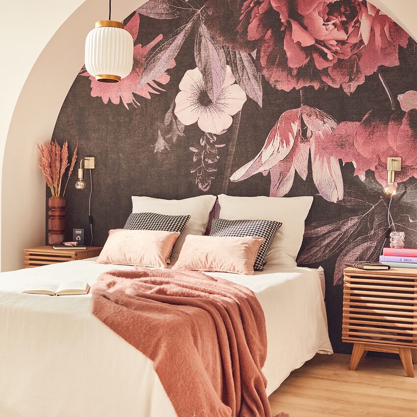déco chambre papier peint motif fleurs xxl