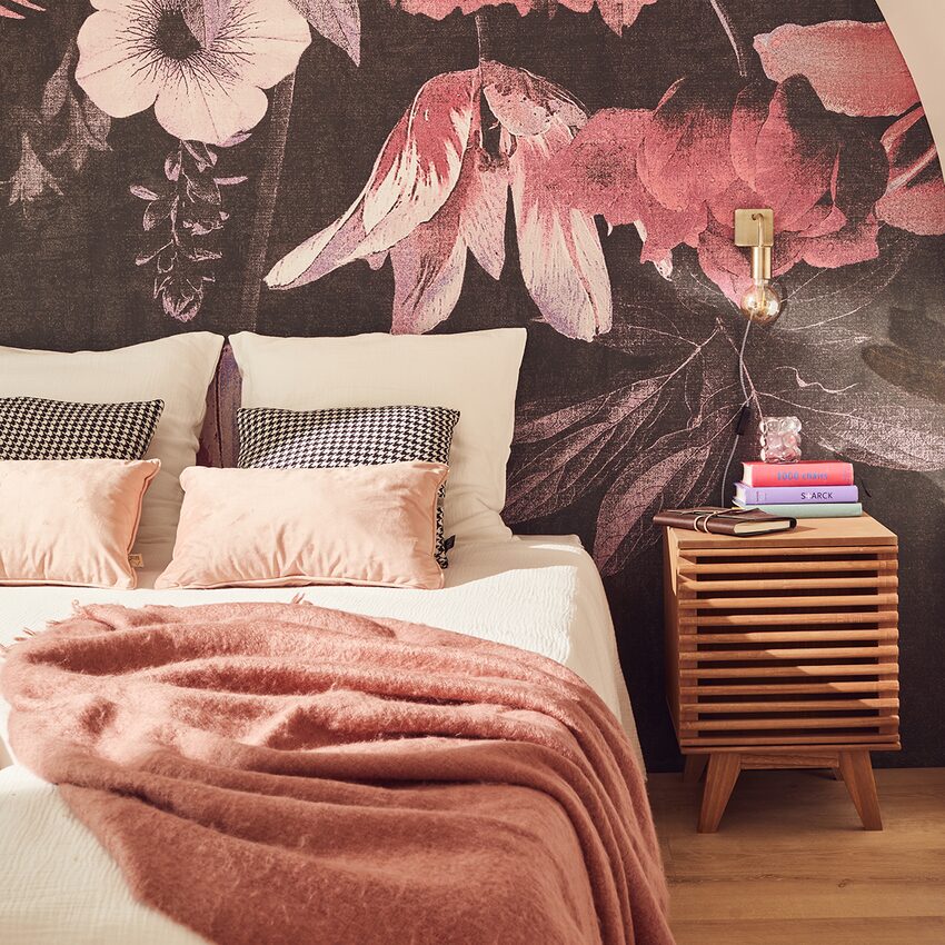 déco chambre rose papier peint fleuri