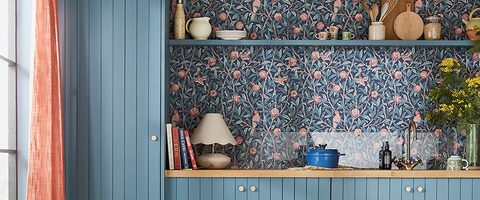 déco cuisine bleue vintage fleurs