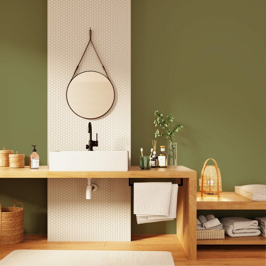 déco salle de bain couleur olive