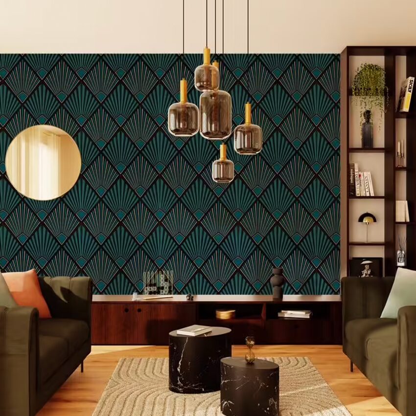 Décor avec papier peint géométrique