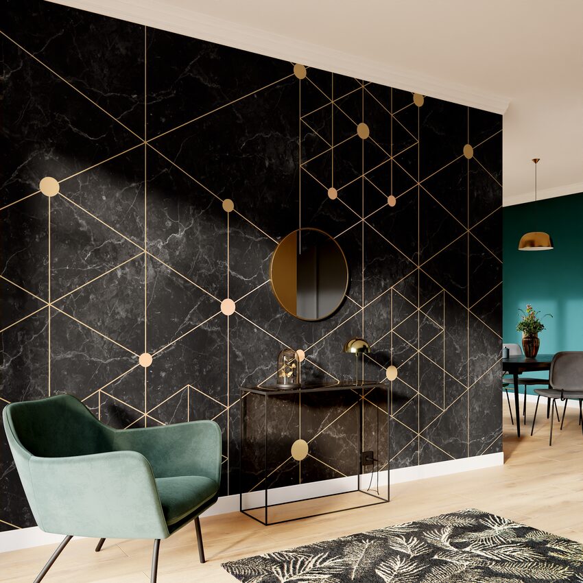 Décor avec papier peint géométrique