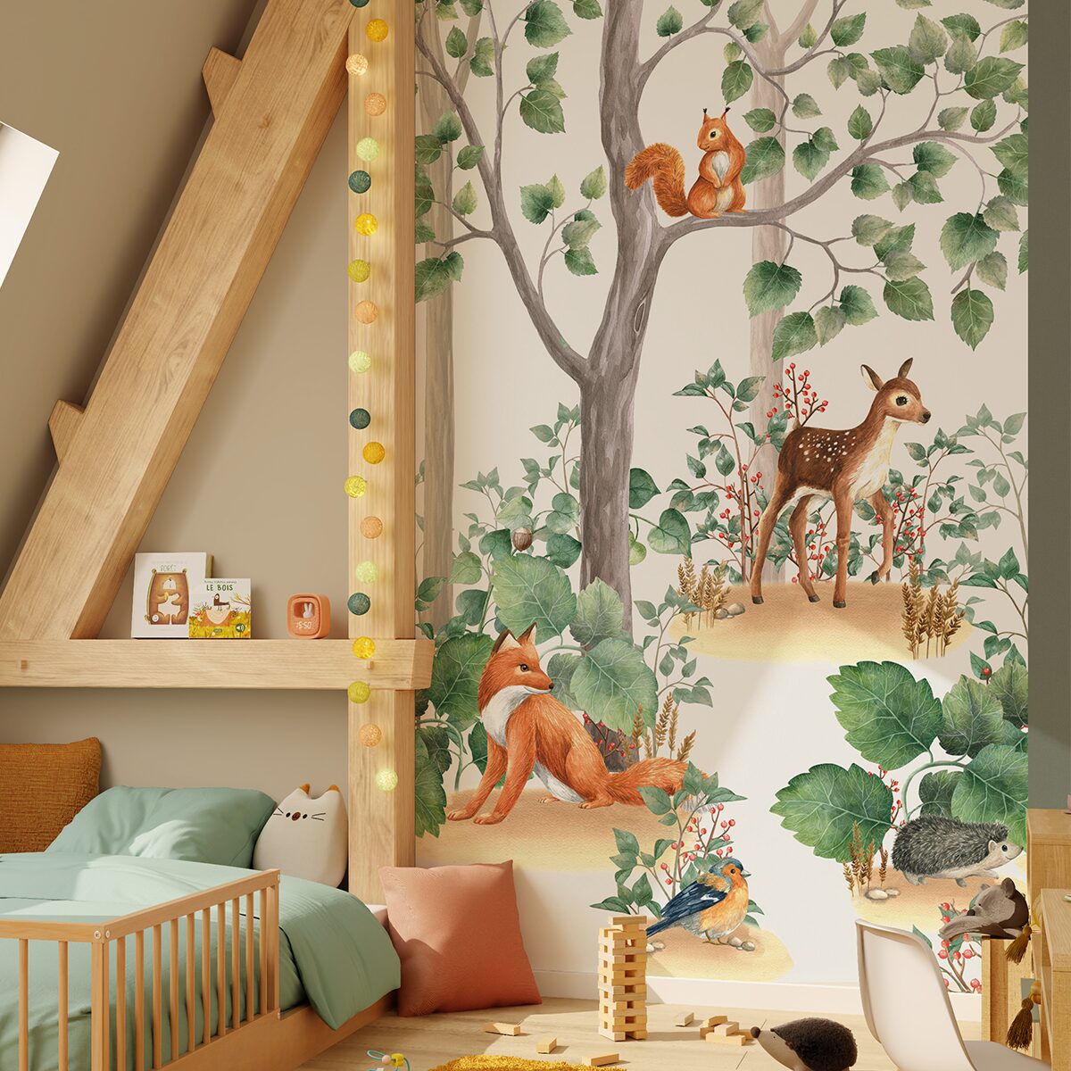 papier peint panoramique foret chambre enfant