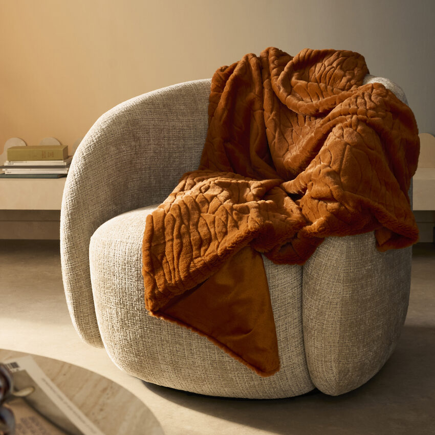 Plaid fausse fourrure couleur terreuse