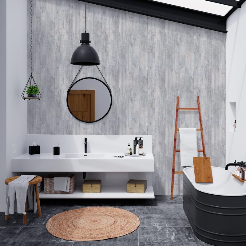Papier peint intissé MYWOOD coloris gris perle