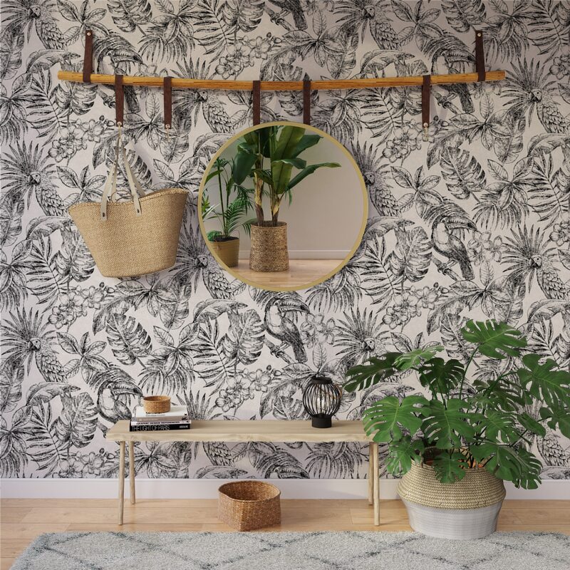 Papier peint intissé JUNGLE LEAF coloris lin