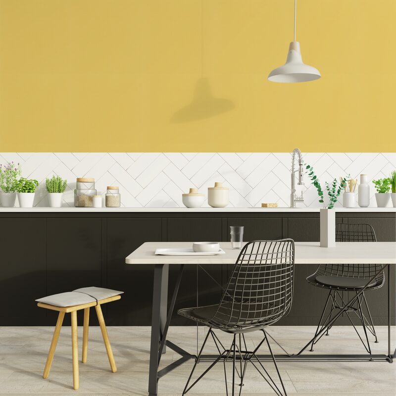 Papier peint intissé LAZY coloris jaune moutarde