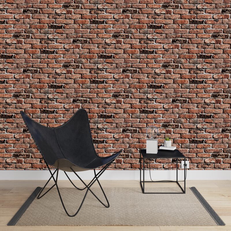 Papier peint intissé BRICK LANE coloris rouge brique