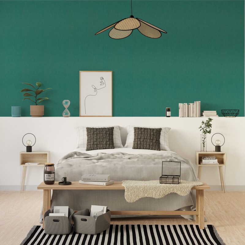 Papier peint intissé BENSIMON TOILE coloris vert colvert