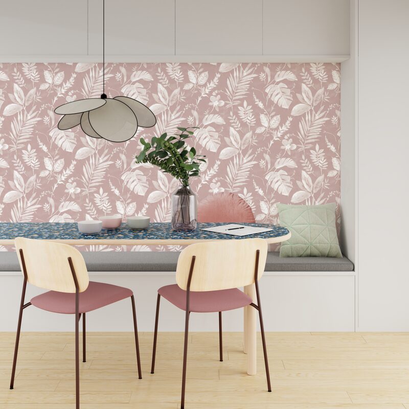 Papier peint intissé CARIENA coloris rose poudré