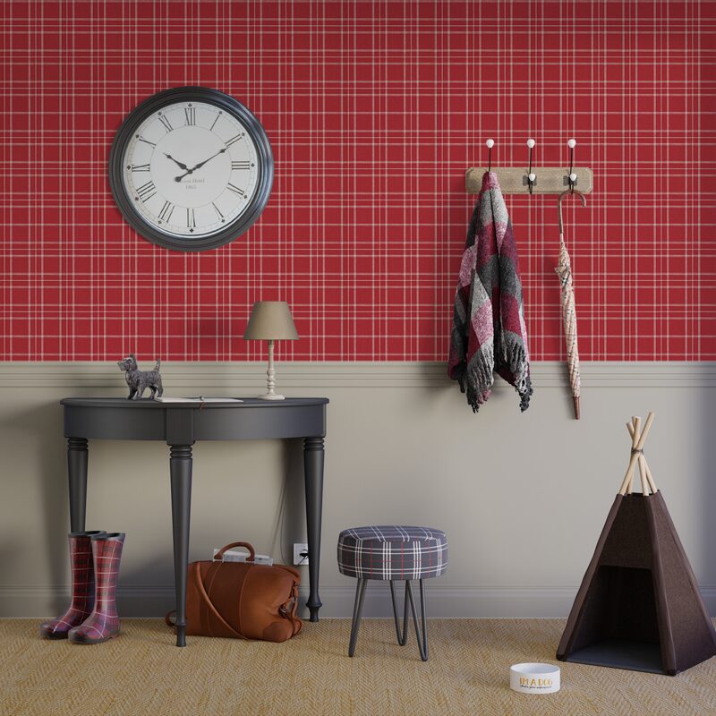Papier peint intissé FLORENTINE ASHTON coloris rouge vermillon