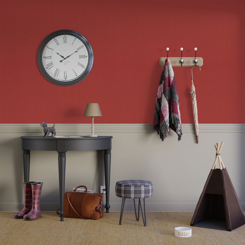 Papier peint intissé FLORENTINE coloris rouge vermillon