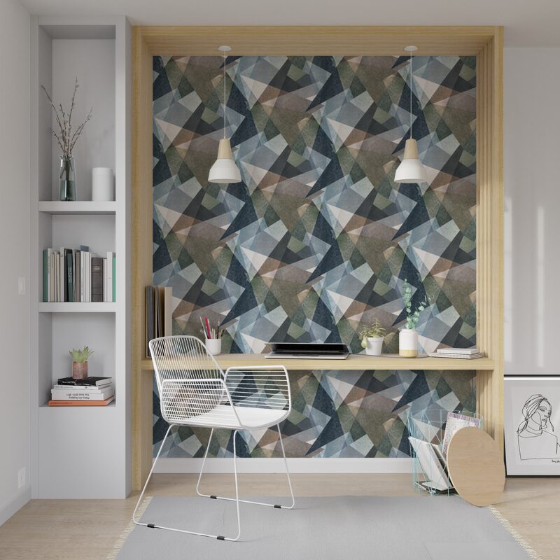 Papier peint intissé JAYDEN coloris bleu pétrole