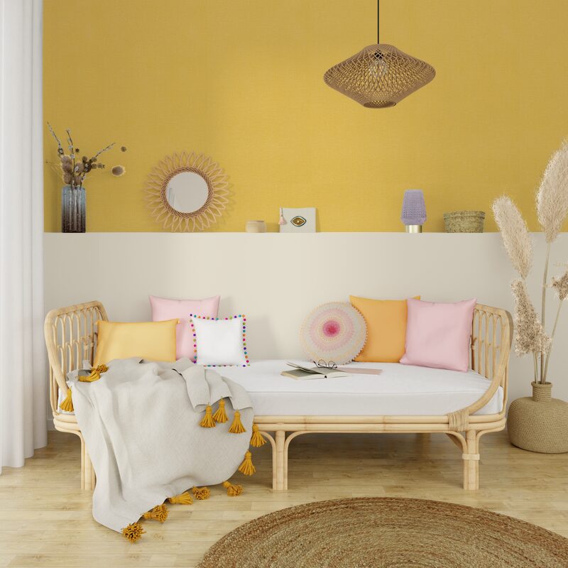 Papier peint intissé FLORENTINE coloris jaune mimosa