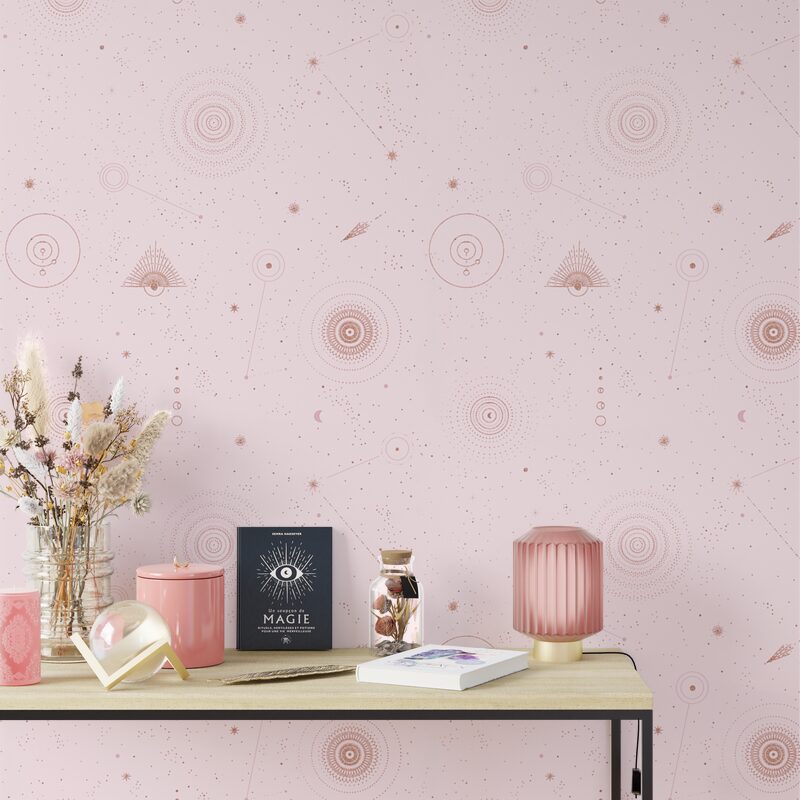 Papier peint intissé CELESTE coloris rose poudré