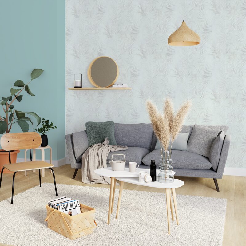 Papier peint intissé SURYA coloris gris perle clair