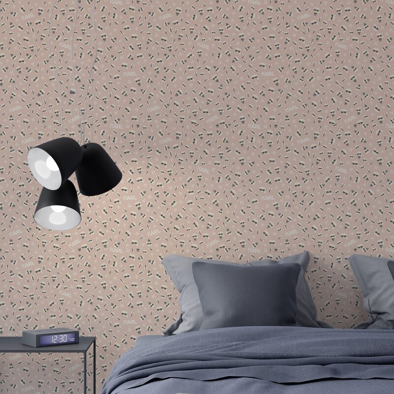 Papier peint intissé KARL LAGERFELD  IKONIK coloris rose moyen
