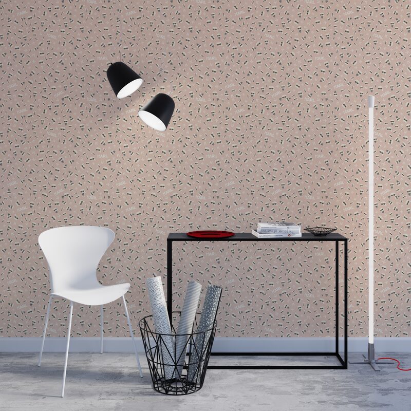 Papier peint intissé KARL LAGERFELD  IKONIK coloris rose moyen
