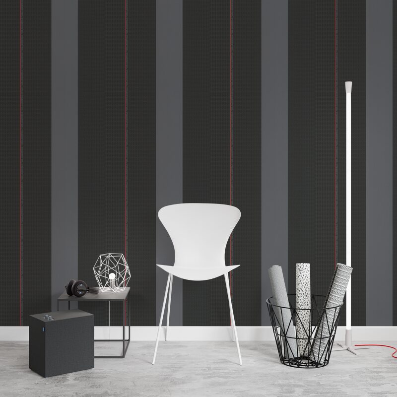 Papier peint intissé KARL LAGERFELD RIBBON coloris gris moyen