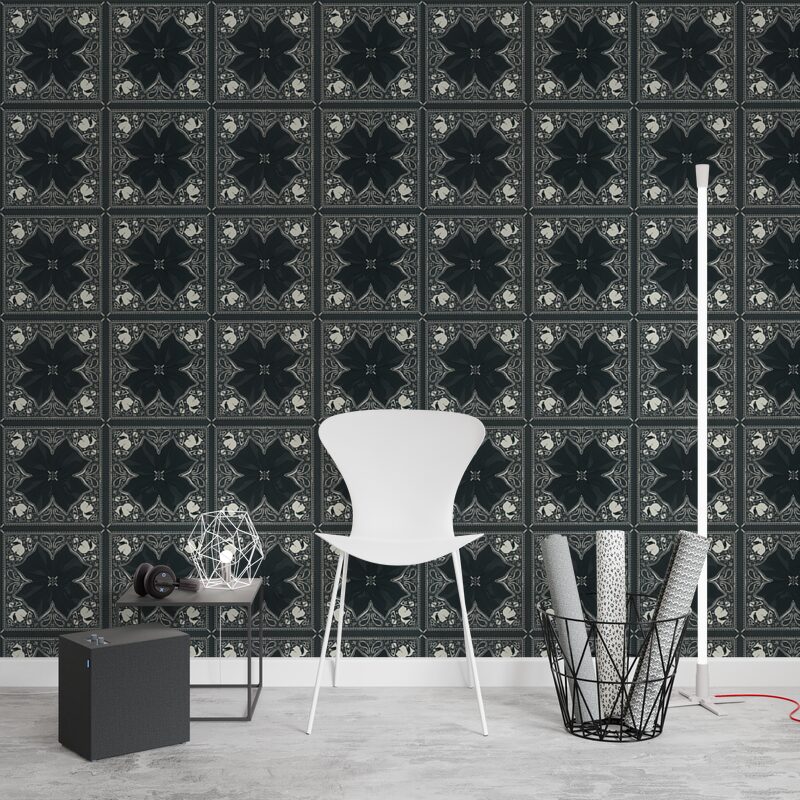 Papier peint intissé KARL LAGERFELD KALEIDOSCOPE coloris noir