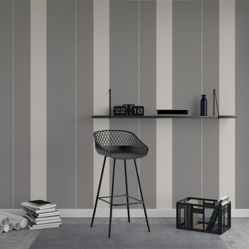 Papier peint intissé KARL LAGERFELD RIBBON coloris gris acier