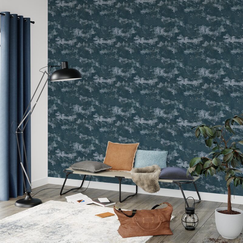 Papier peint intissé GALILEO coloris bleu nuit