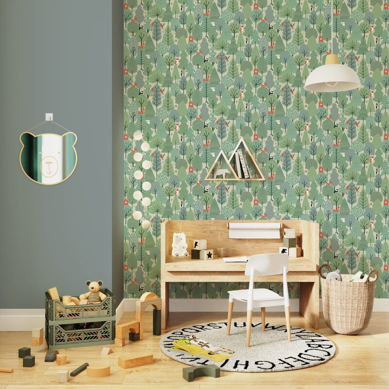 Papier peint intissé SHERWOOD coloris kaki clair