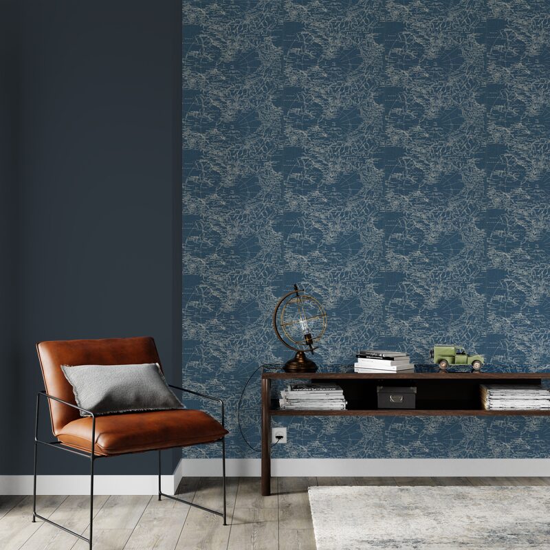 Papier peint intissé MAGELLAN coloris bleu nuit