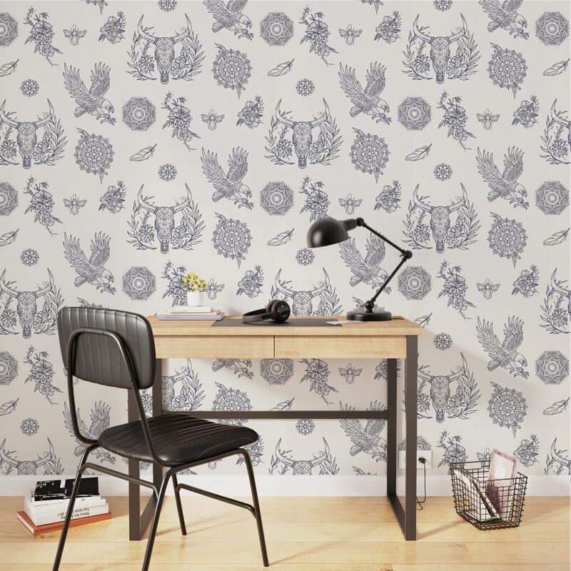Papier peint intissé TAHOE x BLEU NOIR coloris écru