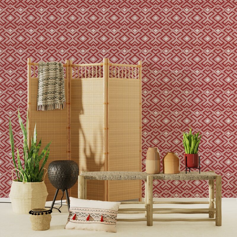 Papier peint intissé YAKAMA coloris terracotta