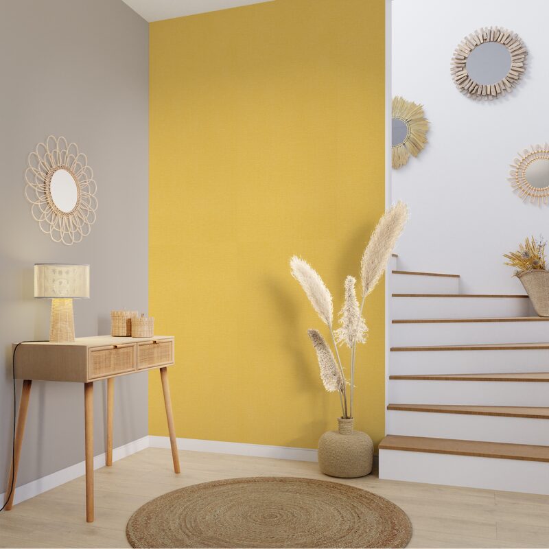 Papier peint intissé FLORENTINE coloris jaune mimosa