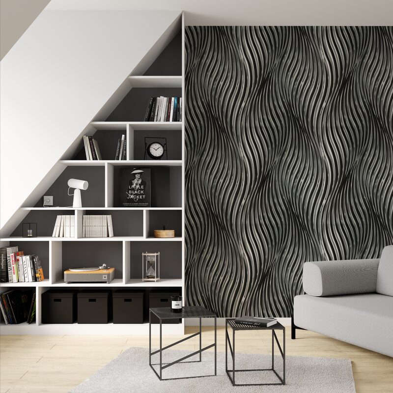 Papier peint intissé JERK coloris gris métallique