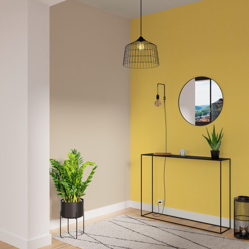 Papier peint intissé CALICO coloris jaune paille