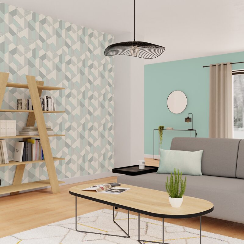 Papier peint intissé AKITO coloris vert aqua